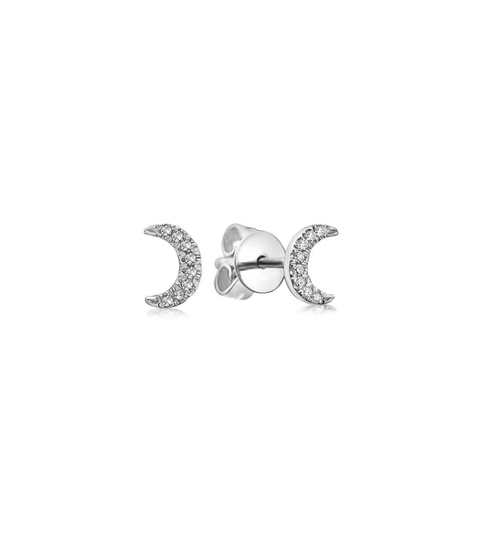 Diamond Moon Stud Earring