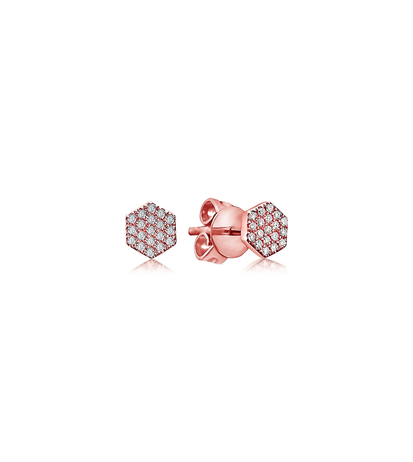 Diamond Hexagon Stud Earring