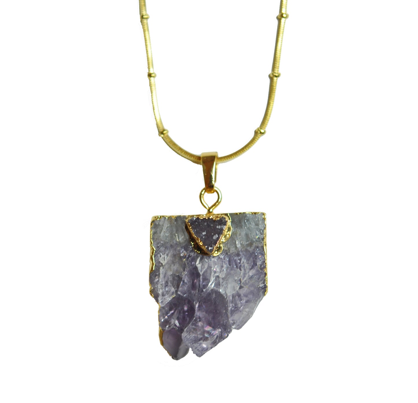 Double Chain Amethyst Pendant Necklace