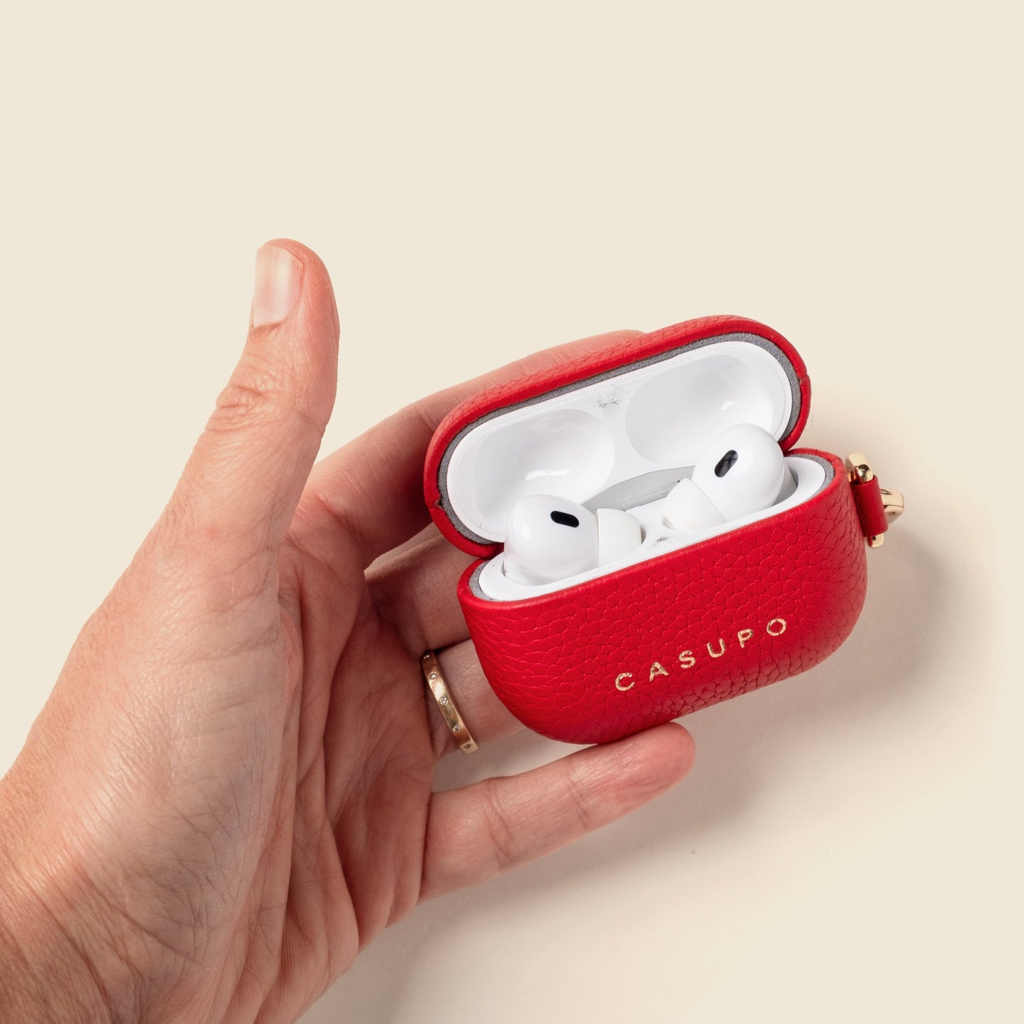 Leather Airpod Case - Red