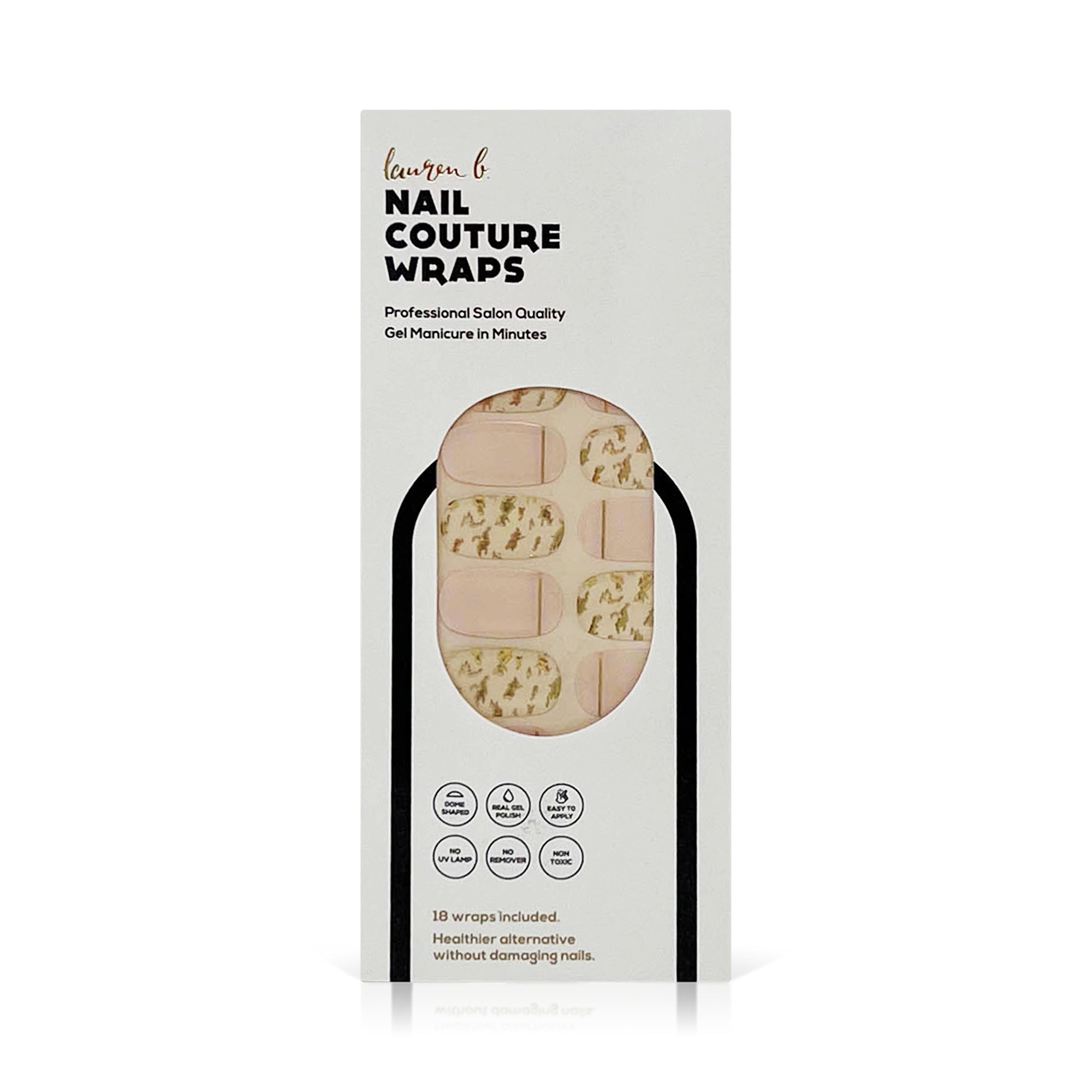 Gold Leaf & Blush Gel Nail Wrap Easy Non-Toxic No Dry Time