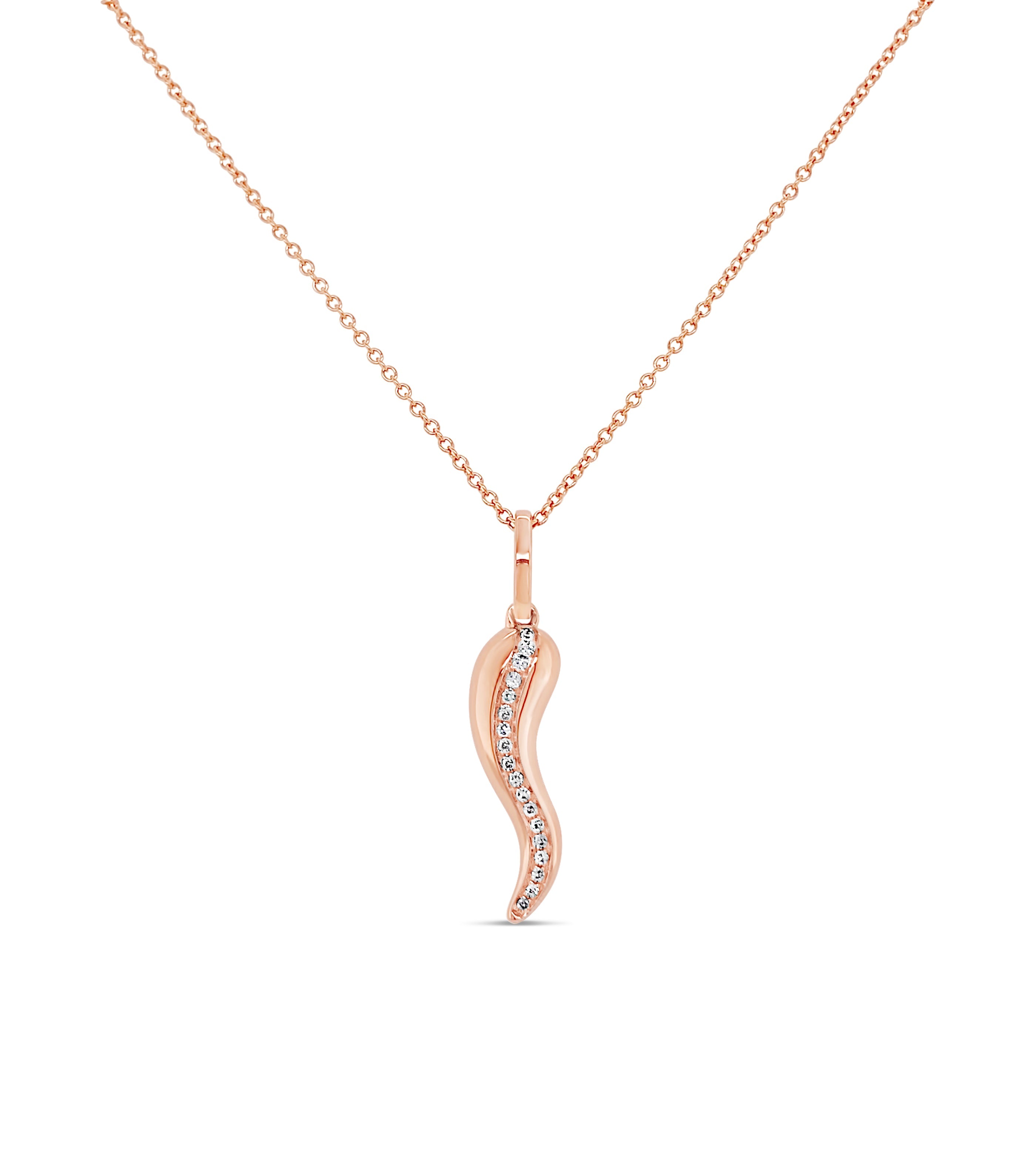 Diamond Line Italian Horn Cornicello Necklace