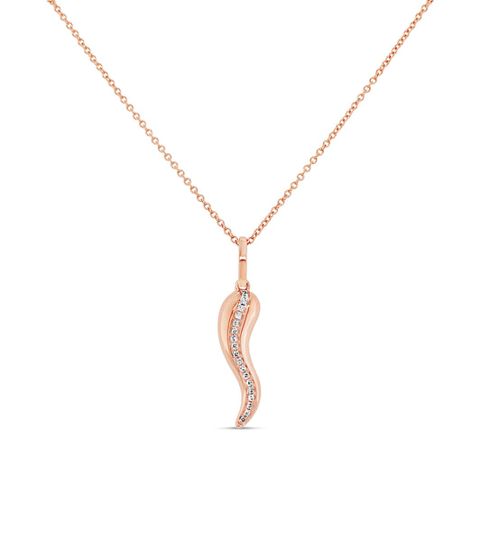 Diamond Line Italian Horn Cornicello Necklace