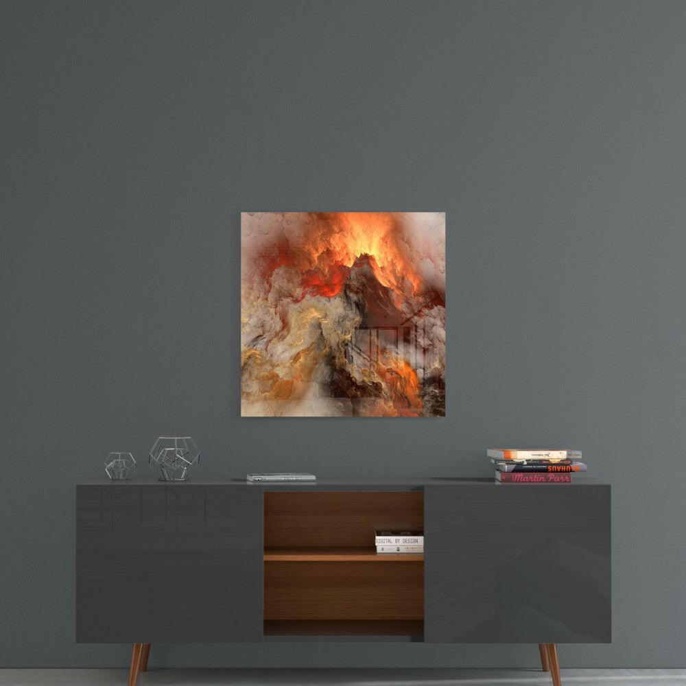 Golden Chaos Abstract Glass Wall Art