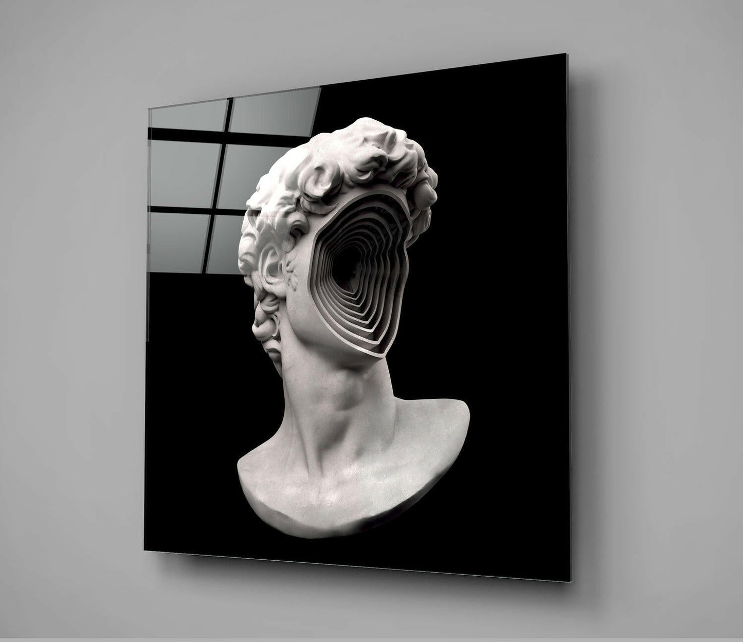 Sculpture Head Glass Wall Art