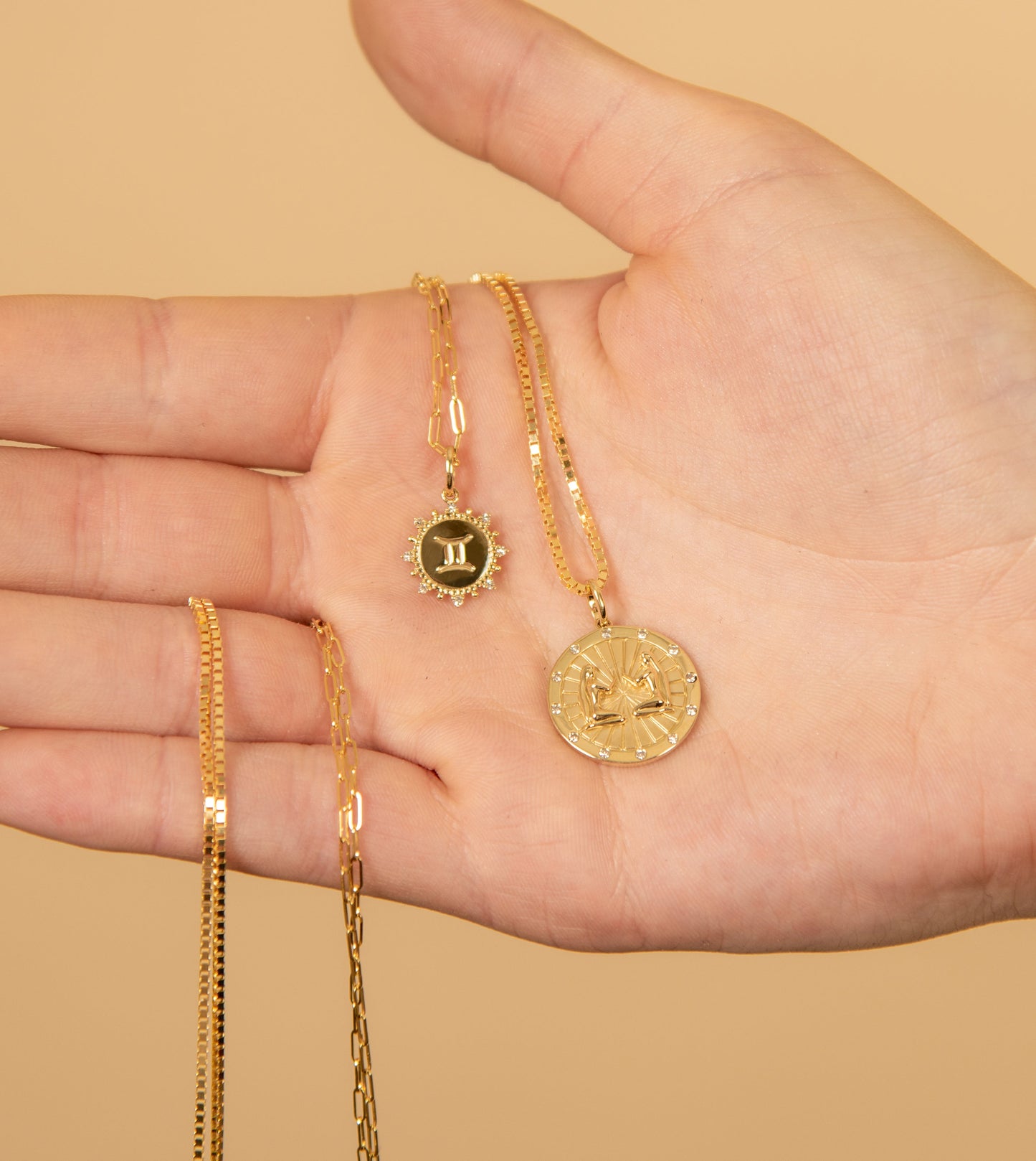 Diamond Zodiac Medallion Charm Necklace