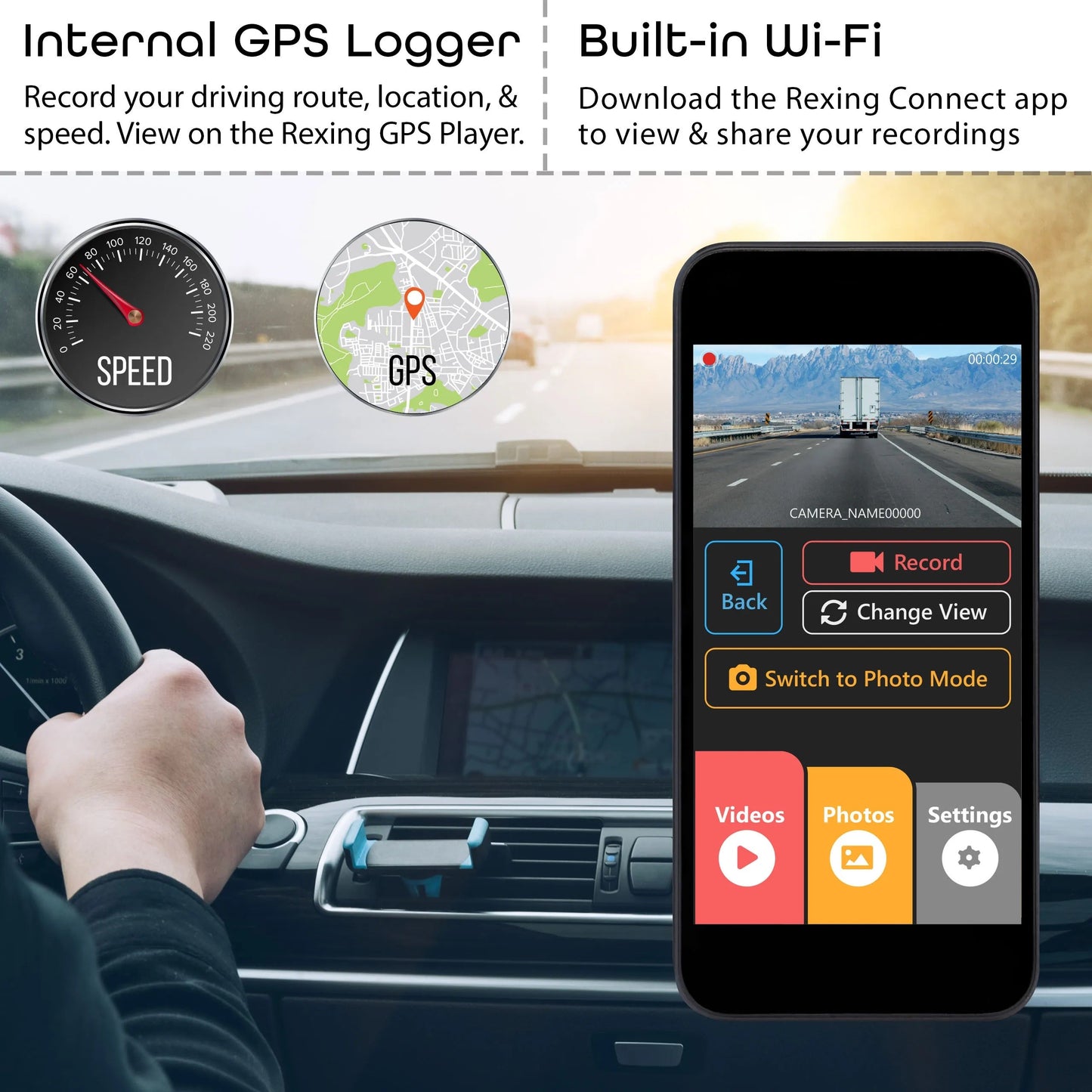 Open Box! Rexing V3 Dual Camera Front and Inside Cabin Full HD 1080p with WiFi and Built-in GPS