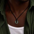 Abundance Mindset Malachite Karma Circle Black String Necklace