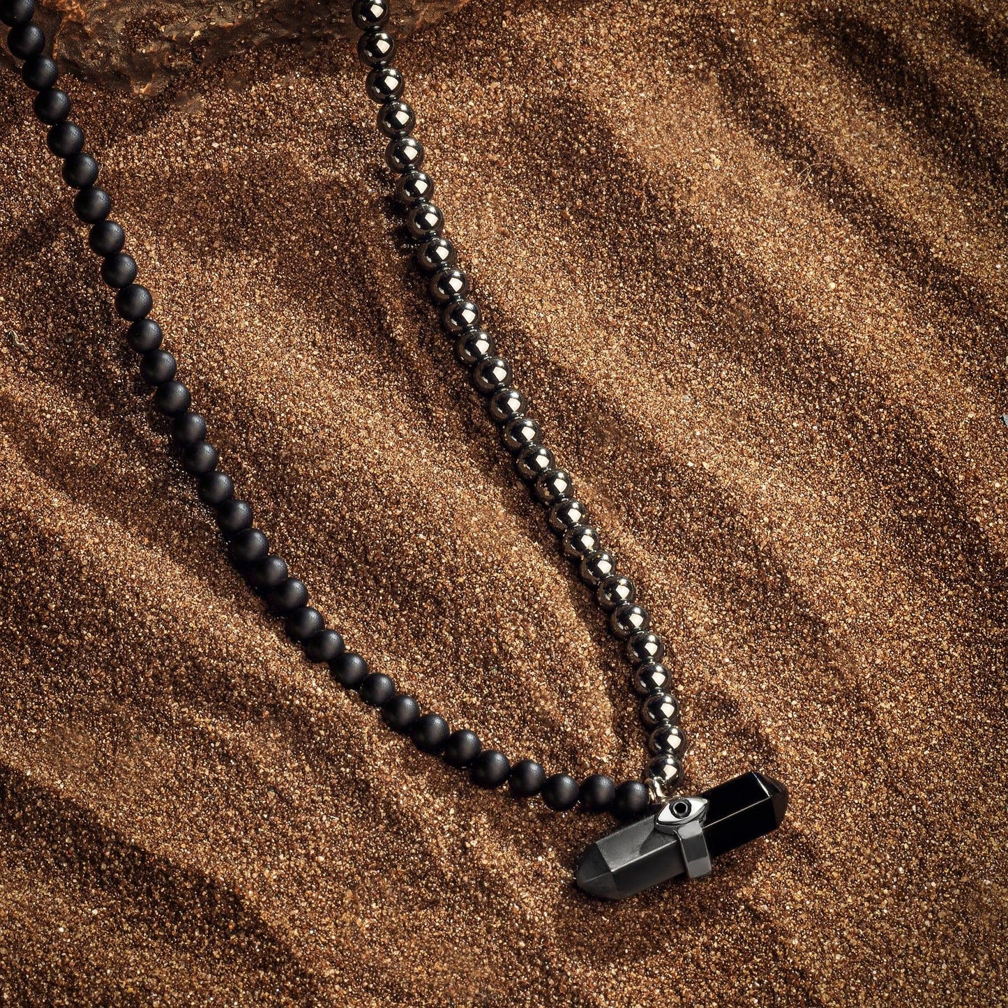 Stabilizing Energy - Hematite Onyx Evil Eye Pointer Necklace