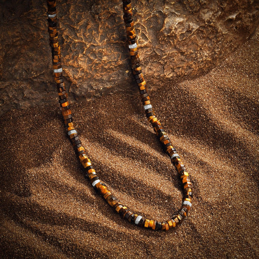 Bold Heart - Tiger's Eye Heishi Choker Necklace