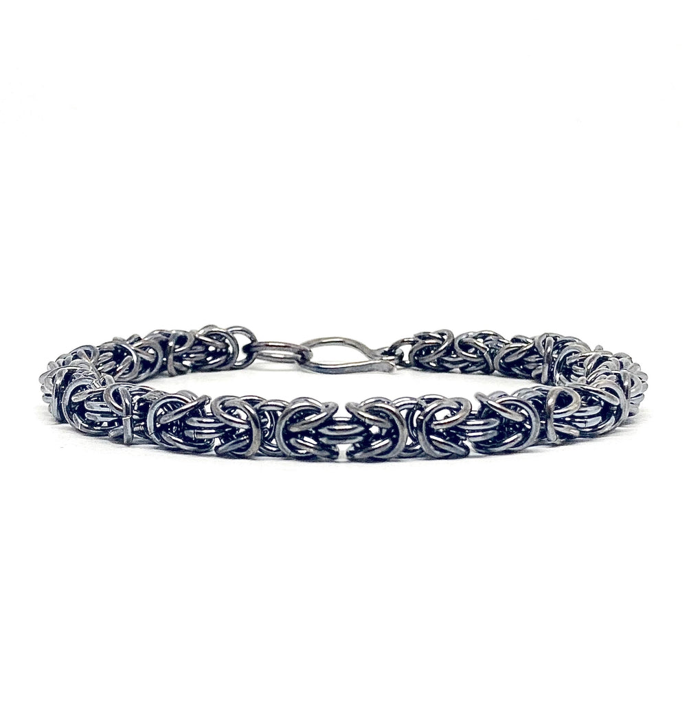 Byzantine Chainmaille Bracelet in Oxidized Sterling Silver