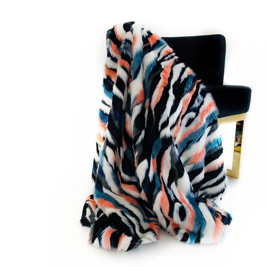 Plutus Black, Blue, Pink Unicorn Faux Fur Luxury Throw Blanket