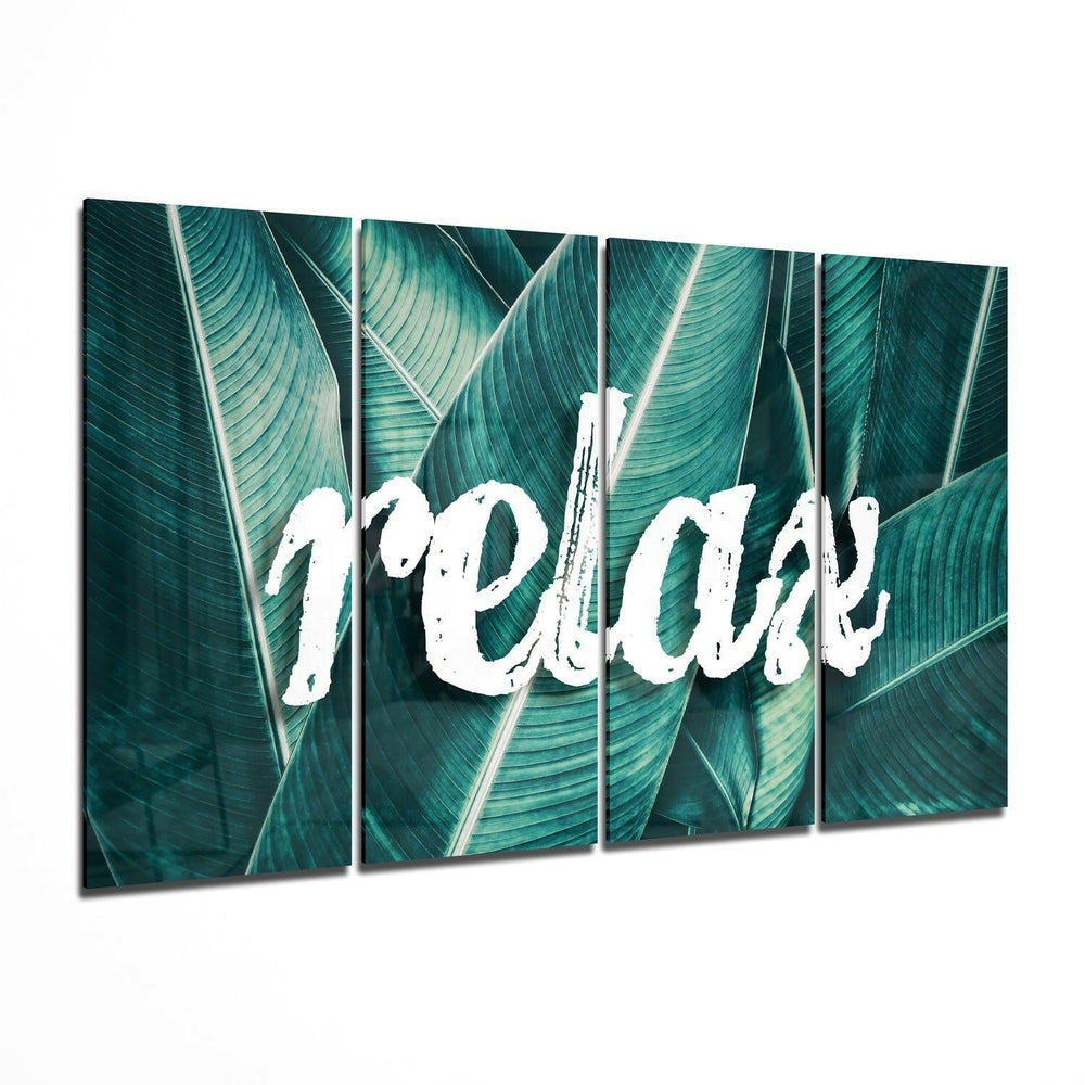 Relax 4 Pieces Mega Glass Wall Art (59"x36")