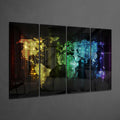 World Map 4 Pieces Mega Glass Wall Art (59"x36")