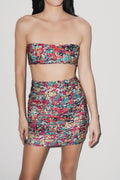 Rio Ruched Mini Skirt Red Confetti Floral