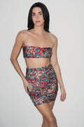 Rio Ruched Mini Skirt Red Confetti Floral