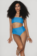 Capri Ruched Bandeau Bikini Top Blue