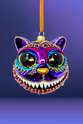 Amethyst Cheshire Cat Glass Ornament