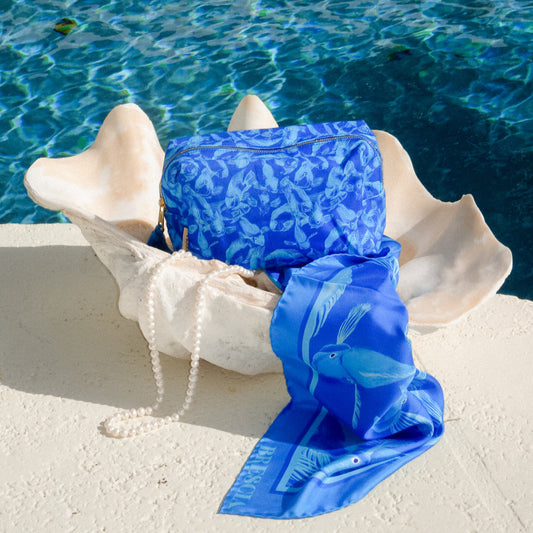 Parrots of Paradise Silk Scarf - Blue