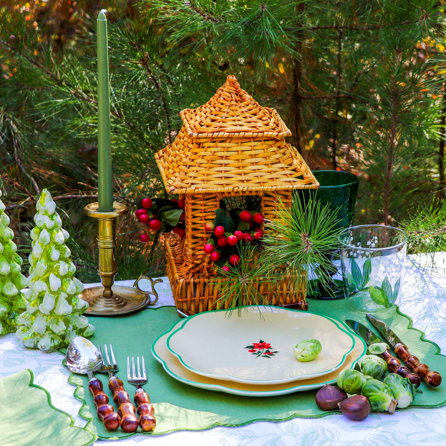 Extra Tall Pine Green Taper Candle, 1 Case of 24 Packs (4 Candles per Pack)