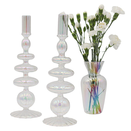 Rainbow Prism Candle Holder - Pair