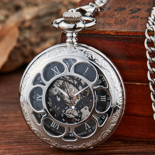 Luxury Silver Skeleton Mechanical Pocket Watch™