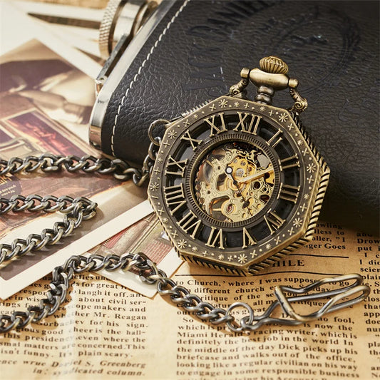 Hexagonal Skeleton Mechanical Pocket Watch™