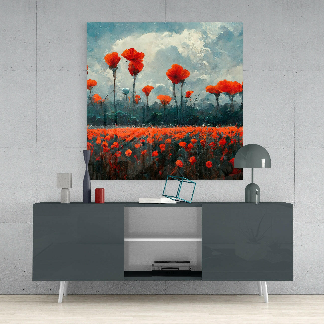 Poppy Glass Wall Art  || Designer Collection