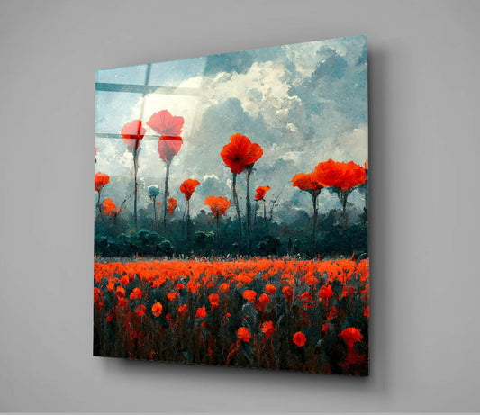 Poppy Glass Wall Art  || Designer Collection