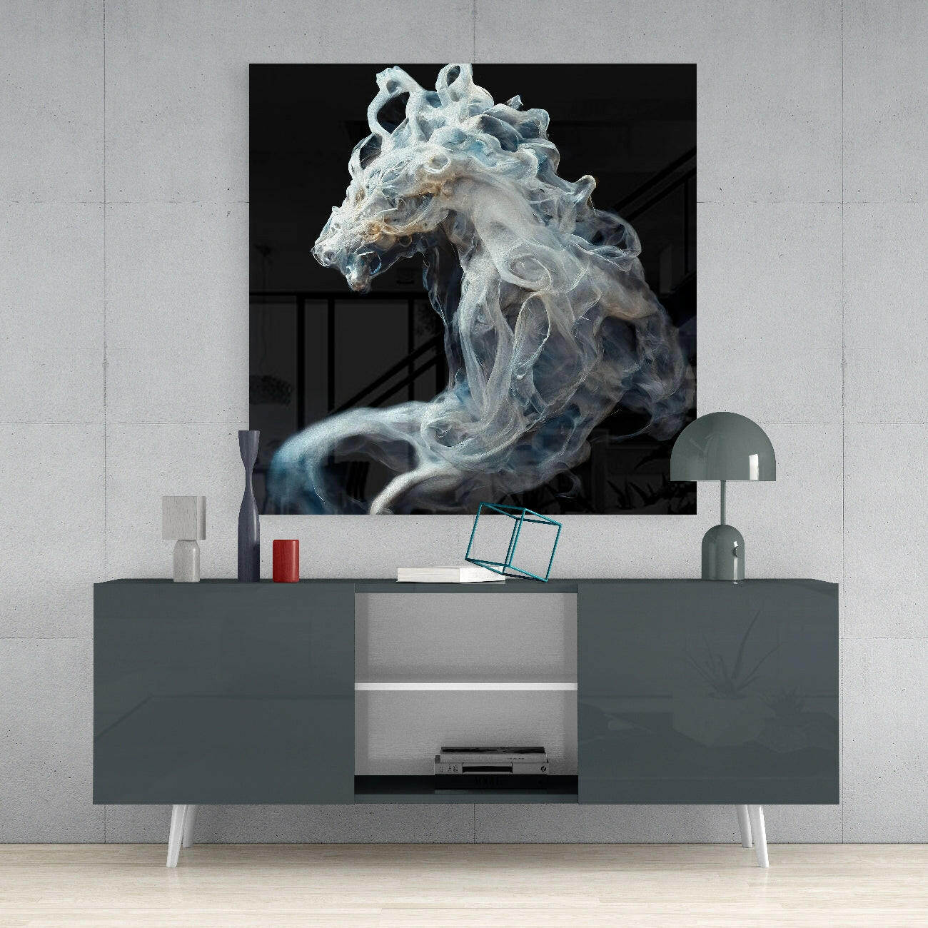 Smoky Horse Glass Wall Art  || Designer Collection