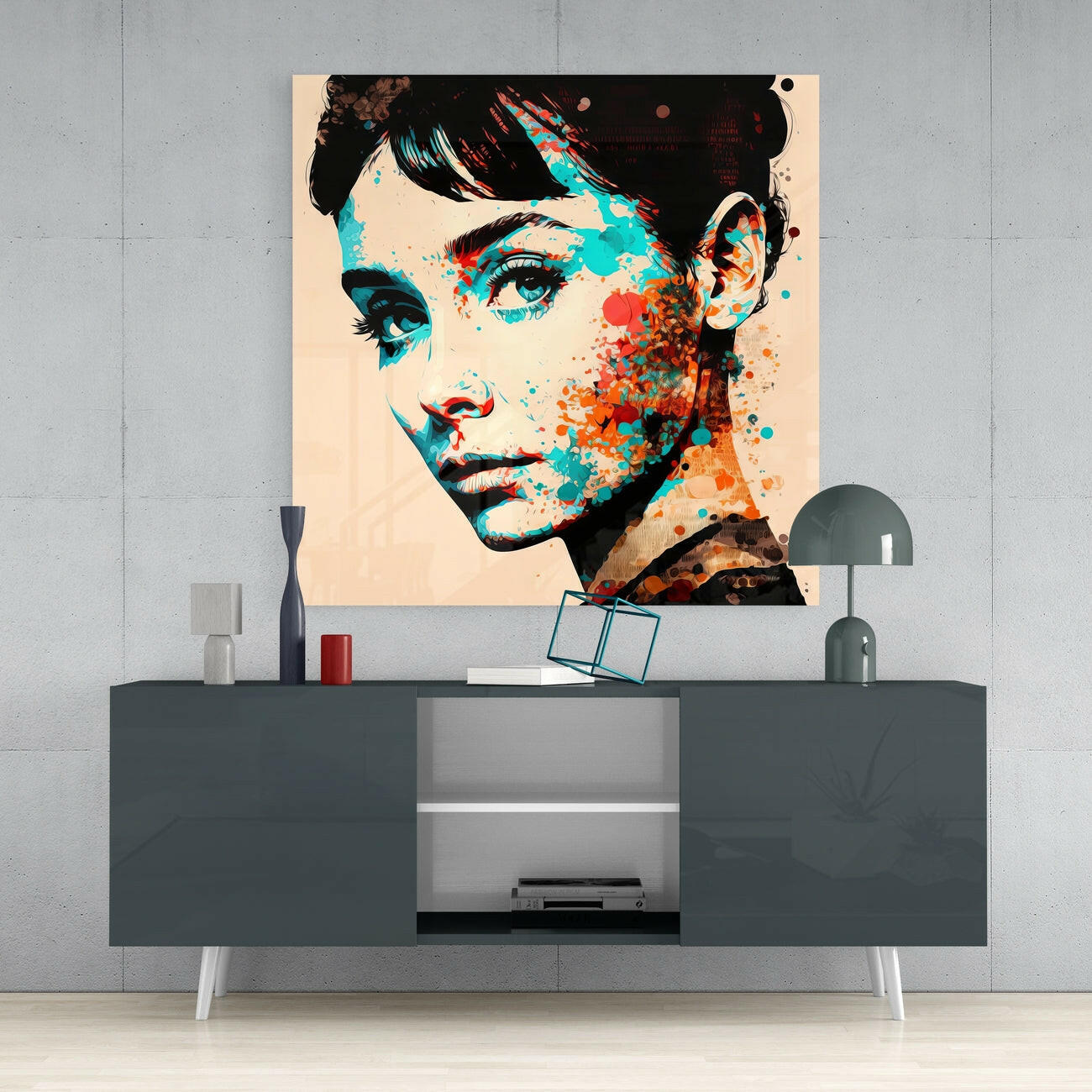 Audrey Hepburn Glass Wall Art  || Designers Collection