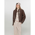 Caramel Mountain Retro Sheepskin Motorcycle Jacket