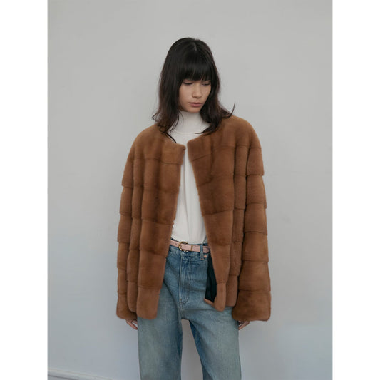 Vintage Clock Velvet Mink Fur Coat