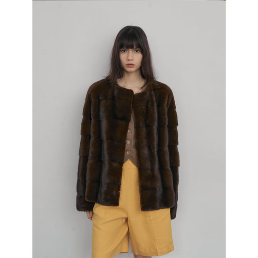 Vintage Clock Velvet Mink Fur Coat