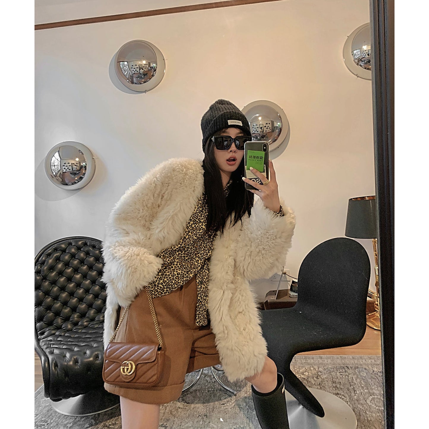 Peach Oolong Tuscan Sheepskin Coat