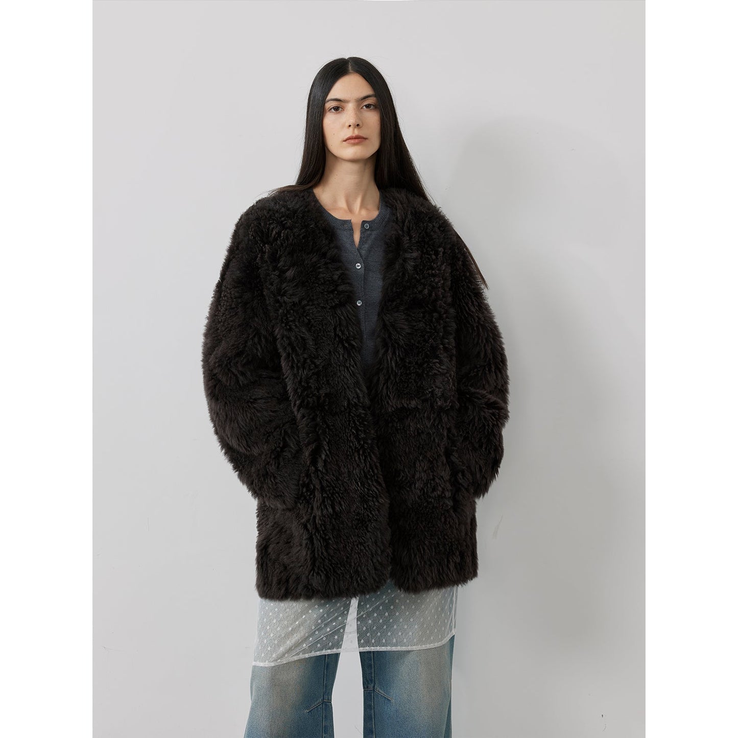 Peach Oolong Tuscan Sheepskin Coat