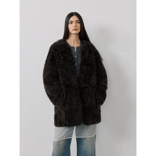 Peach Oolong Tuscan Sheepskin Coat