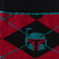 Star Wars Boba Fett Maroon and Black Argyle Socks and Crest Lapel Pin Gift Set