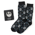 Star Wars Chewbacca Black Dress Socks and Rebel Alliance Starbird Crest Lapel Pin Gift Set