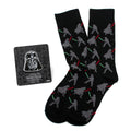 Star Wars Darth Vader and Luke Skywalker LIGHTSABER Battle Black Dress Socks and Darth Vader Lapel Pin Gift Set