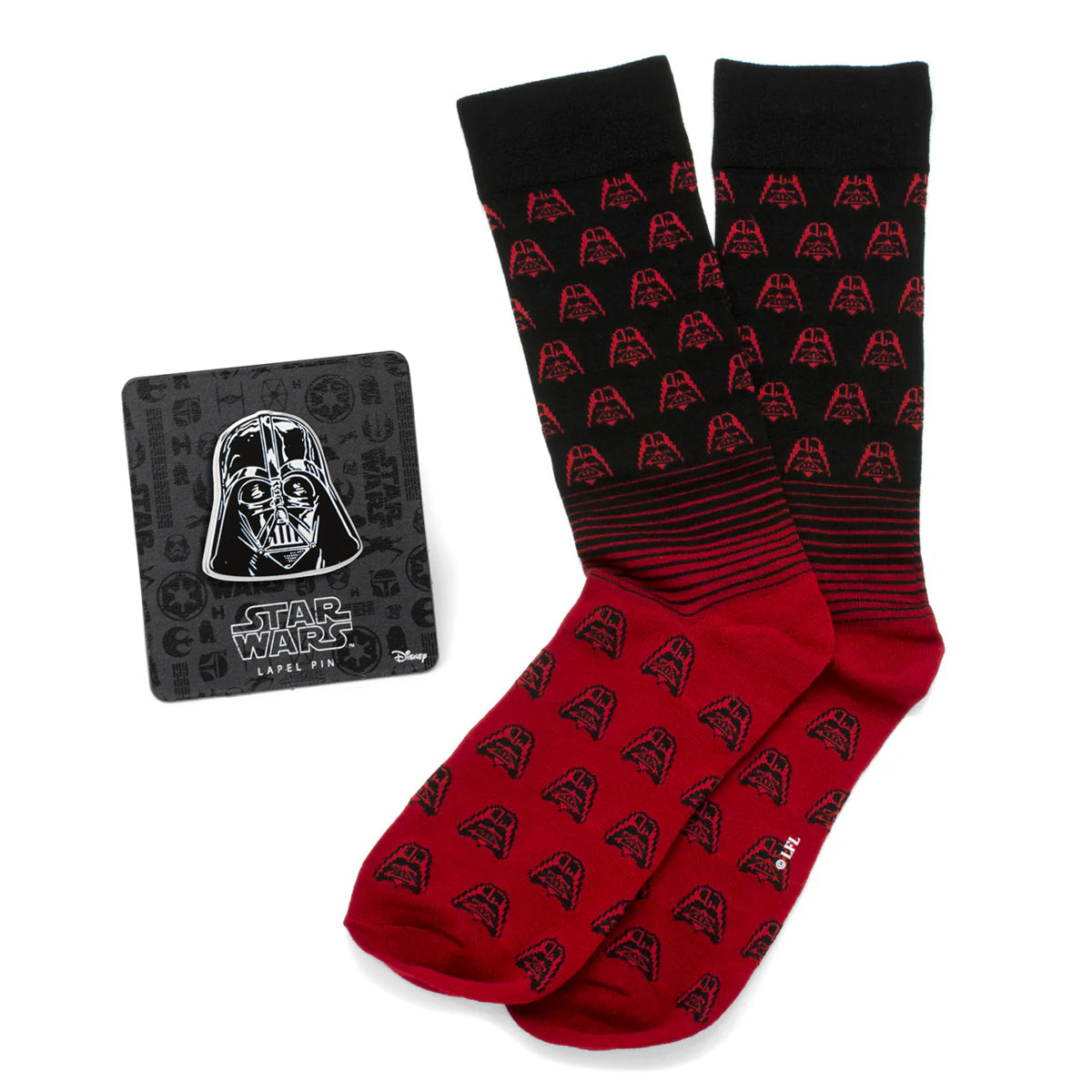 Star Wars Darth Vader Red Ombre Dress Socks and Lapel Pin Gift Set
