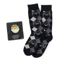 Star Wars Grogu Charcoal Gray Argyle Socks and Lapel Pin Gift Set