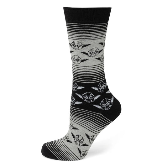 Star Wars Yoda Gray and Black Ombre Pattern Dress Socks with Jedi Crest Lapel Pin