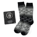 Star Wars Yoda Gray and Black Ombre Pattern Dress Socks with Jedi Crest Lapel Pin