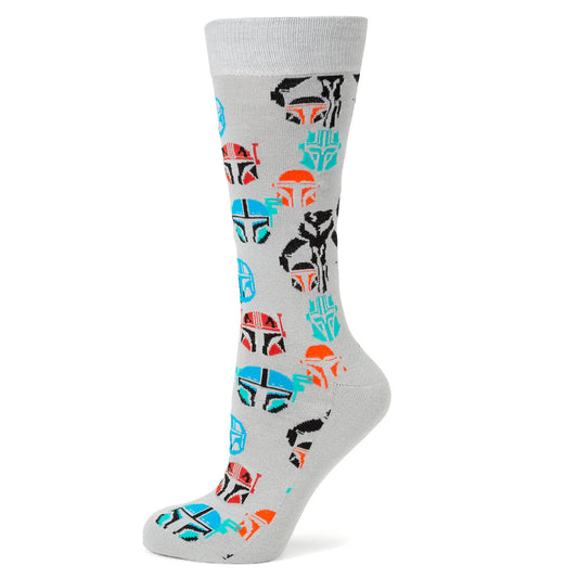 Star Wars Mandalorian and Mythosaur Multicolored Gray Dress Socks and Lapel Pin Gift Set