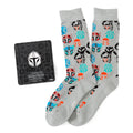 Star Wars Mandalorian and Mythosaur Multicolored Gray Dress Socks and Lapel Pin Gift Set