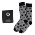Star Wars Rebel Alliance Starbird Crest and Imperial Crest Gray Dress Socks and Lapel Pin Gift Set