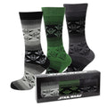 Star Wars Yoda Green, Gray, and Black Ombre Dress Socks and Jedi Crest Lapel Pin Gift Set