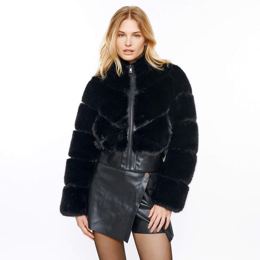 Short Faux Fur Jacket for Women, Flatiron, BYMANYC New York.