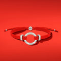 Endless Blessings Men's Silver Karma Circle Red String Bracelet